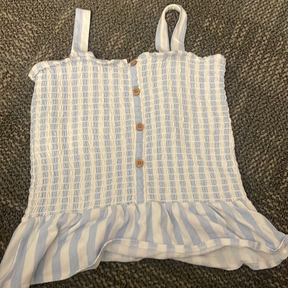 Blue and white tank top! Size youth large!